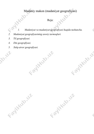 madaniy makon (madaniyat geografiyasi) — DOCX