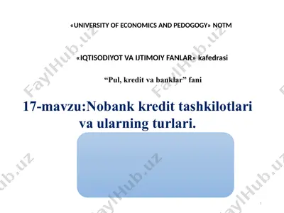 nobank kredit tashkilotlari va ularning turlari — PPTX