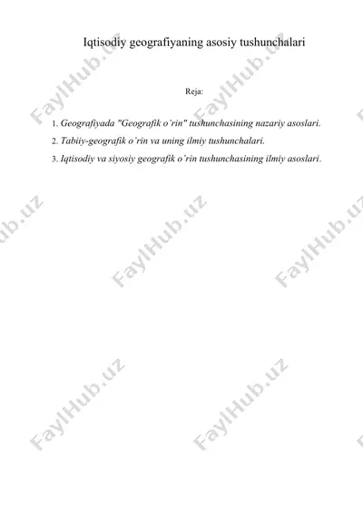 iqtisodiy geografiyaning asosiy tushunchalari — DOCX