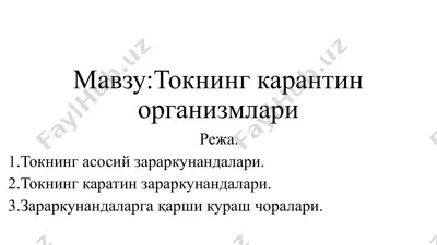 tokning karantin organizmlari — PPTX