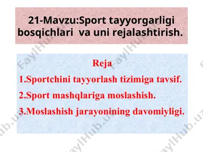 sport tayyorgarligi bosqichlari va uni rejalashtirish — PPT