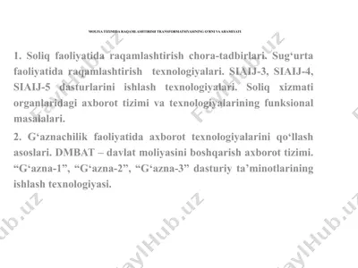 moliya tizimida raqamlashtirish transformatsiyasining o‘rni va ahamiyati — PPTX