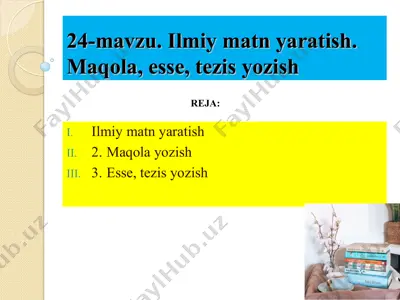 ilmiy matn yaratish: maqola, esse va tezis yozish — PPT