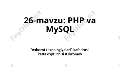 php va mysql taqdimoti — PPTX