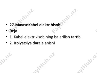 kabel elektr hisobi — PPTX