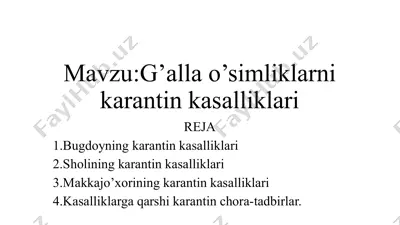 g’alla o’simliklarni karantin kasalliklari — PPTX