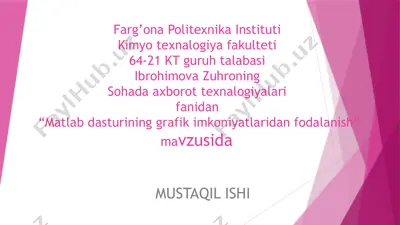 matlab dasturining grafik imkoniyatlaridan foydalanish — PPTX