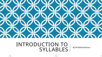 introduction to syllables — PPTX