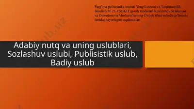 adabiy nutq va uning uslublari — PPTX