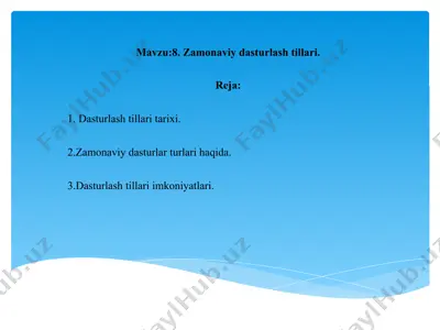 zamonaviy dasturlash tillari — PPTX
