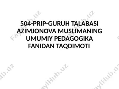 tarbiyalashning umumiy metodlari — PPTX