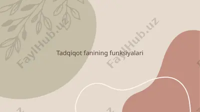 tadqiqot fanining funksiyalari — PPTX