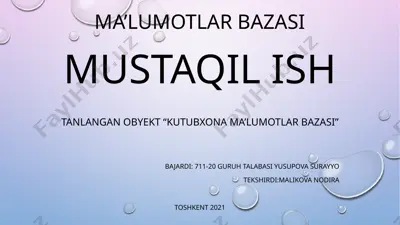 kutubxona ma’lumotlar bazasi — PPTX