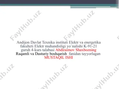 raqamli boshqaruvning asosiy masalalari va o‘zgarishlari — PPTX