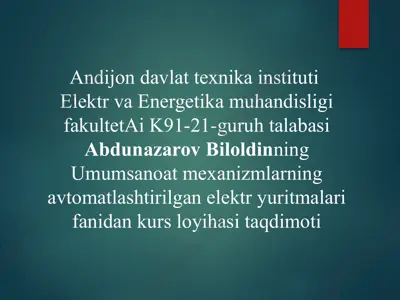 nasosni “tkr – d” tizimini hisoblash — PPTX