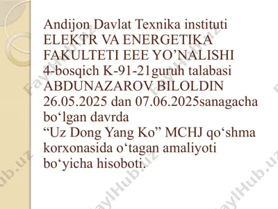 tico, damas va nexia avtomobillari uchun butlovchi qismlar — PPTX