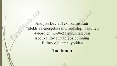 220 kv/110 kv/10 kv “xakan” podstansiyasi taqdimoti — PPTX