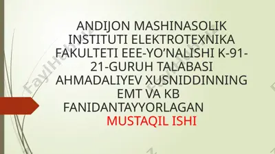 tezligi rostlanadigan eskalator elektr yuritmasida energiyadan samarali foydalanish imkoniyatlari — PPTX