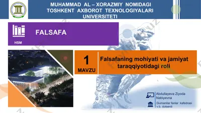 falsafaning mohiyati va jamiyat taraqqiyotidagi roli — PPT