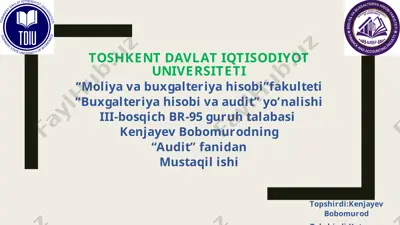 taxliliy amallar natijalaridan foydalanish va ular samaradorligini baholash xususiyatlari — PPTX