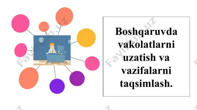 boshqaruvda vakolatlarni uzatish va vazifalarni taqsimlash — PPTX