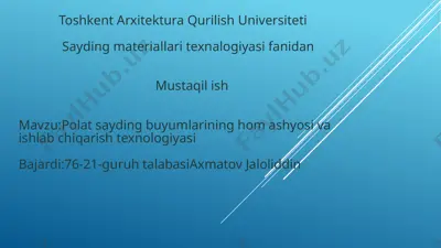 po‘lat sayding buyumlari — PPTX