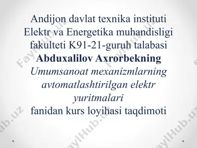 nasosni “tkr – d” tizimini hisoblash kurs loyihasi taqdimoti — PPTX