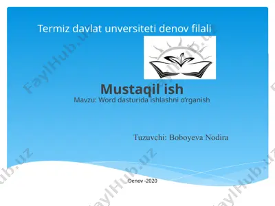 word dasturida ishlashni o’rganish — PPTX