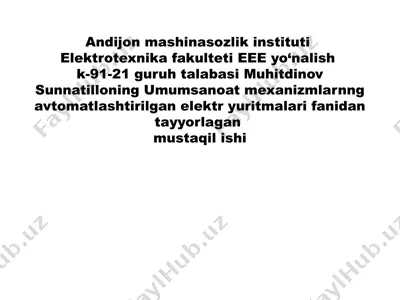 kran mexanizmlari impuls-kalitli magnit boshqariluvchi elektr yuritmalari — PPTX
