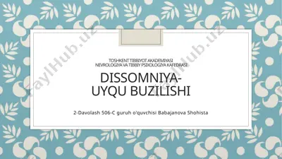 dissomniya – uyqu buzilishi — PPTX