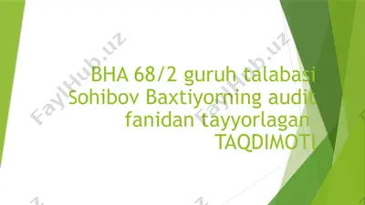 xo’jalik yurituvchi subyektlarida hisob siyosatini tuzilishi va uni auditi — PPTX