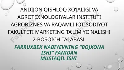 bojxona ishi va vazifalari (mustaqil ish) — PPTX