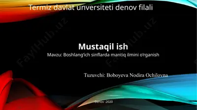 boshlang‘ich sinflarda mantiq ilmini o‘rganish — PPTX