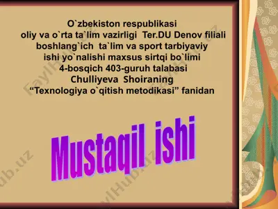 boshlang‘ich sinflarda mehnat darsini tashkil etish — PPT