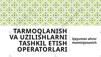 tarmoqlanish va uzilishlarni tashkil etish operatorlari — PPTX