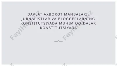 konstitutsiyada matbuot erkinligi va jurnalistlar hamda bloggerlarning huquqlari — PPTX