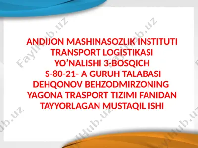 shahar transporti tavsifi, yutuqlari va rivojlantirish muammolari — PPTX