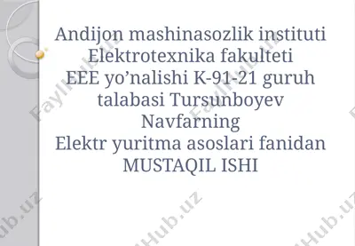 quvvat koeffitsiyentini oshirib elektrenergiya tejamkorligiga erishish — PPTX