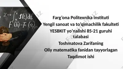 shartli ehtimollar. to‘la ehtimollik formulasi. beyes formulasi — PPTX