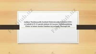 elektr tarmoqlarini kuchlanishini tanlash bo‘yicha tavsiyalar — PPTX