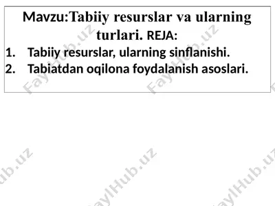 tabiiy resurslar — PPTX