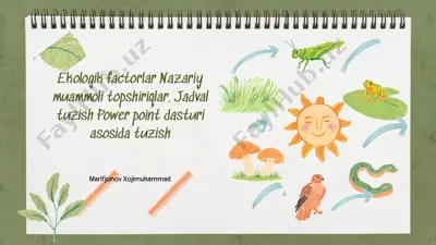 ekologik omillar nazariy muammoli topshiriqlar va jadval tuzish powerpoint prezentatsiyasi — PPTX