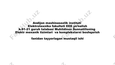 o‘zgartgich-motor tizimida tok bo‘yicha teskari bog‘lanish — PPTX