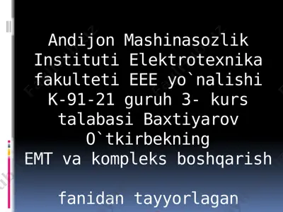 individual elektr yuritmalar tahlili — PPTX