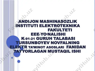 tok va kuchlanish shakllarining nosimmetriyaligi va nosinusoidalligi — PPTX