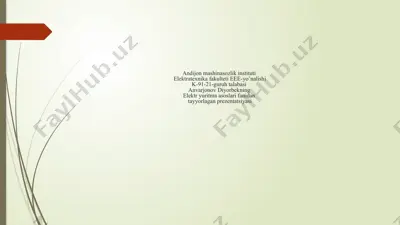 o‘zgarmas tok motorlarining magnit oqimini o‘zgartirib nominal tezlikdan yuqori tezlikka chiqish — PPTX
