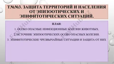 защита территорий и населения от эпизоотических и эпифитотических ситуаций. — PPTX