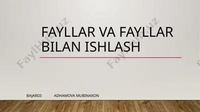 fayllar va fayllar bilan ishlash — PPTX