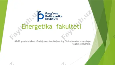 kondensatorlar va uning texnikada qo’llanilishi — PPTX