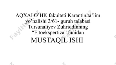 introduksion karantin pitomniklarida atrof-muhitni muhofaza qilish qoidalariga amal qilish — PPTX